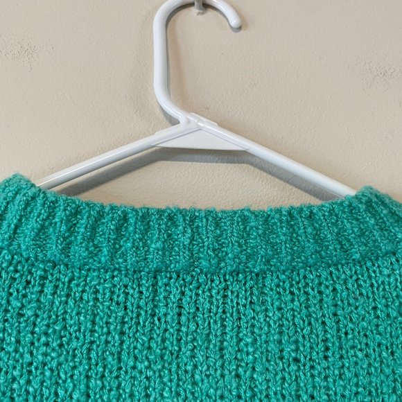 Bonnie Lee Leroy Sz XL Seafoam Green Open Front Acrylic Knit Cardigan Sweater - Picture 9 of 13